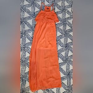 Ruffled Orange Maxi Dress